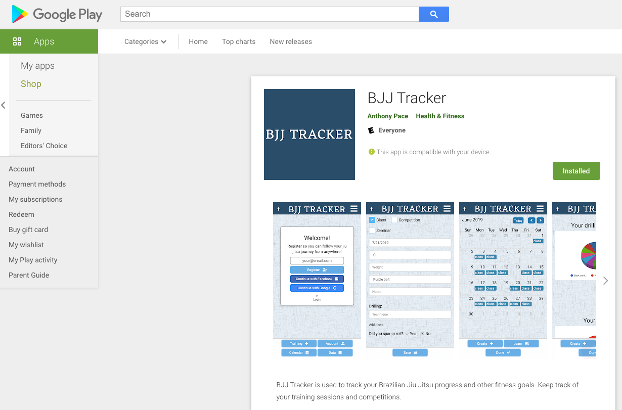 BJJ Tracker in the Google Play Store.