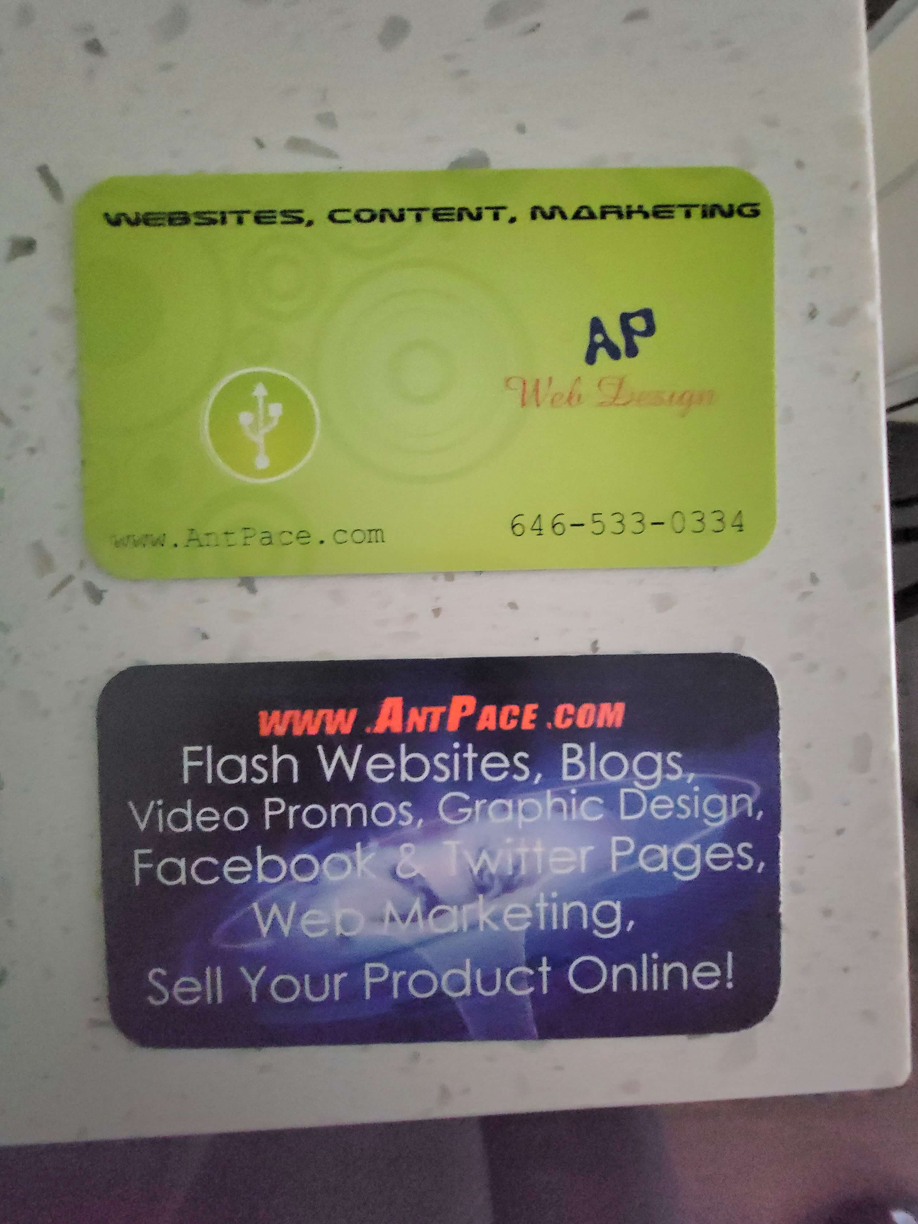 AntPace.com business cards from 2008