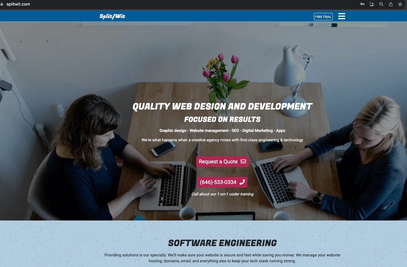 SplitWit homepage design