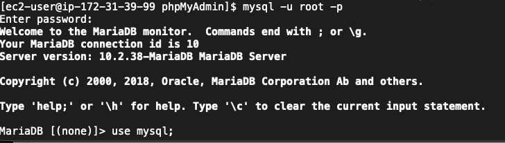 login to mariadb for the first time