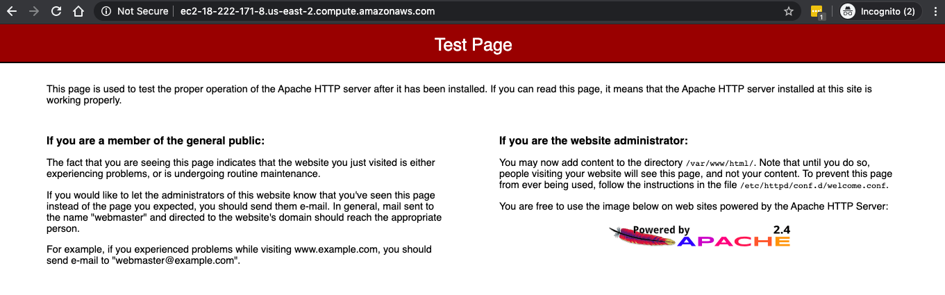 Apache test page