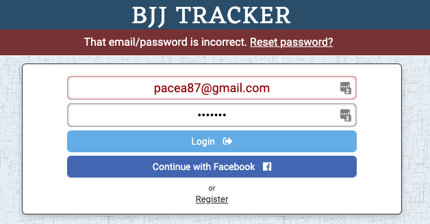incorrect password warning