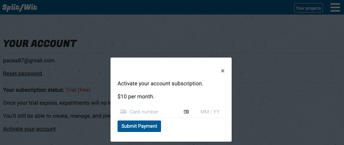 activate account subscription