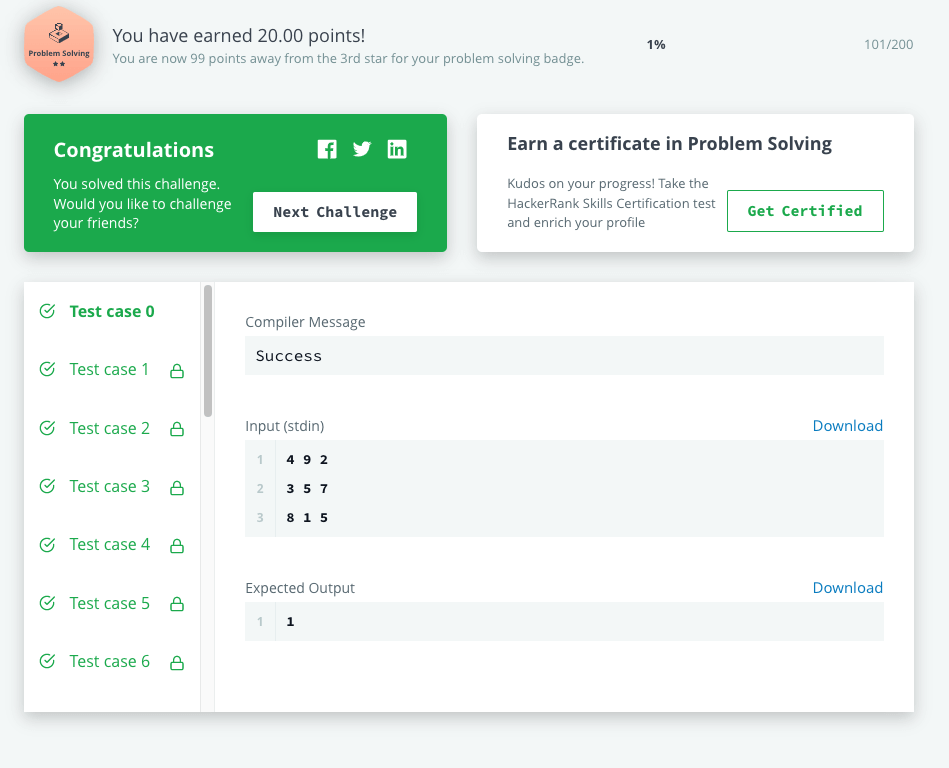 HackerRank challenge completed