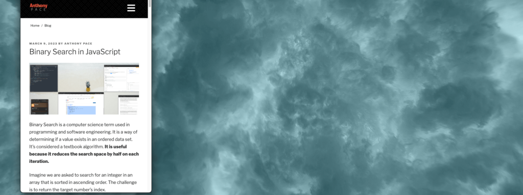 Binary Search in JavaScript | Anthony Pace Blog