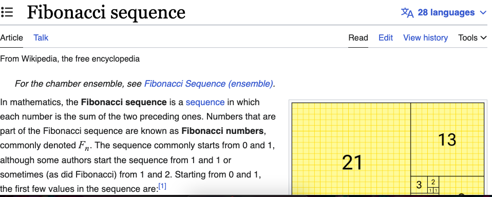 Fibonnaci sequence