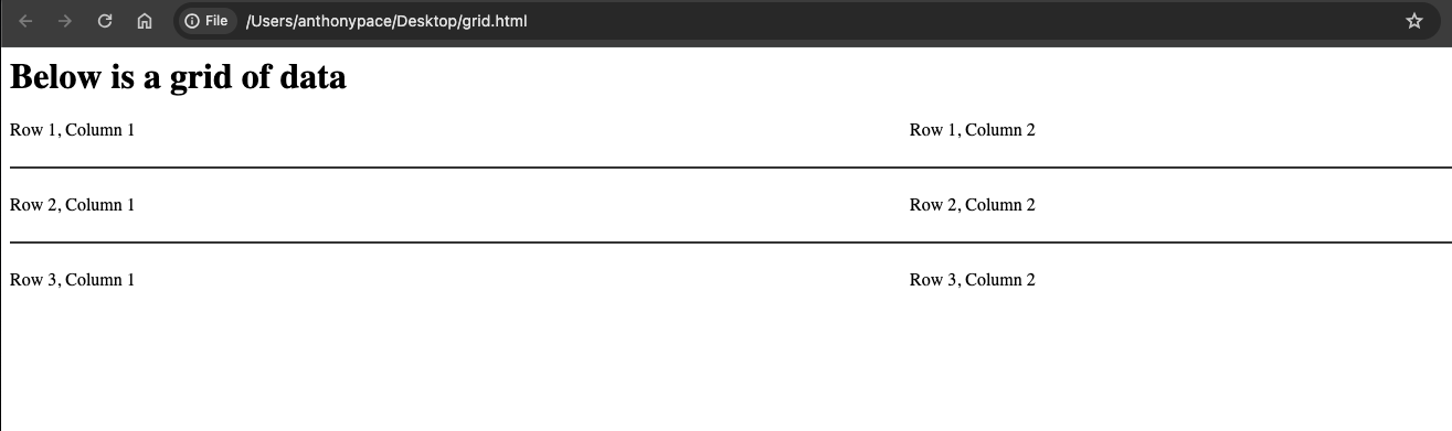 css grid layout with row separators 