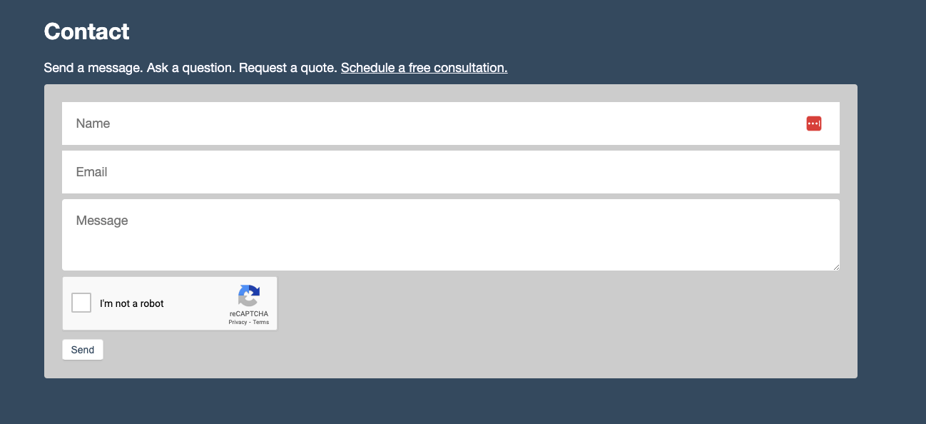 contact form with reCAPTCHA