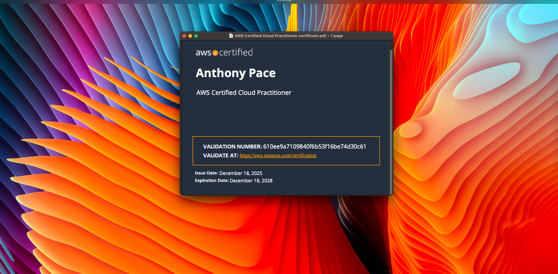 AWS Exam Certificate