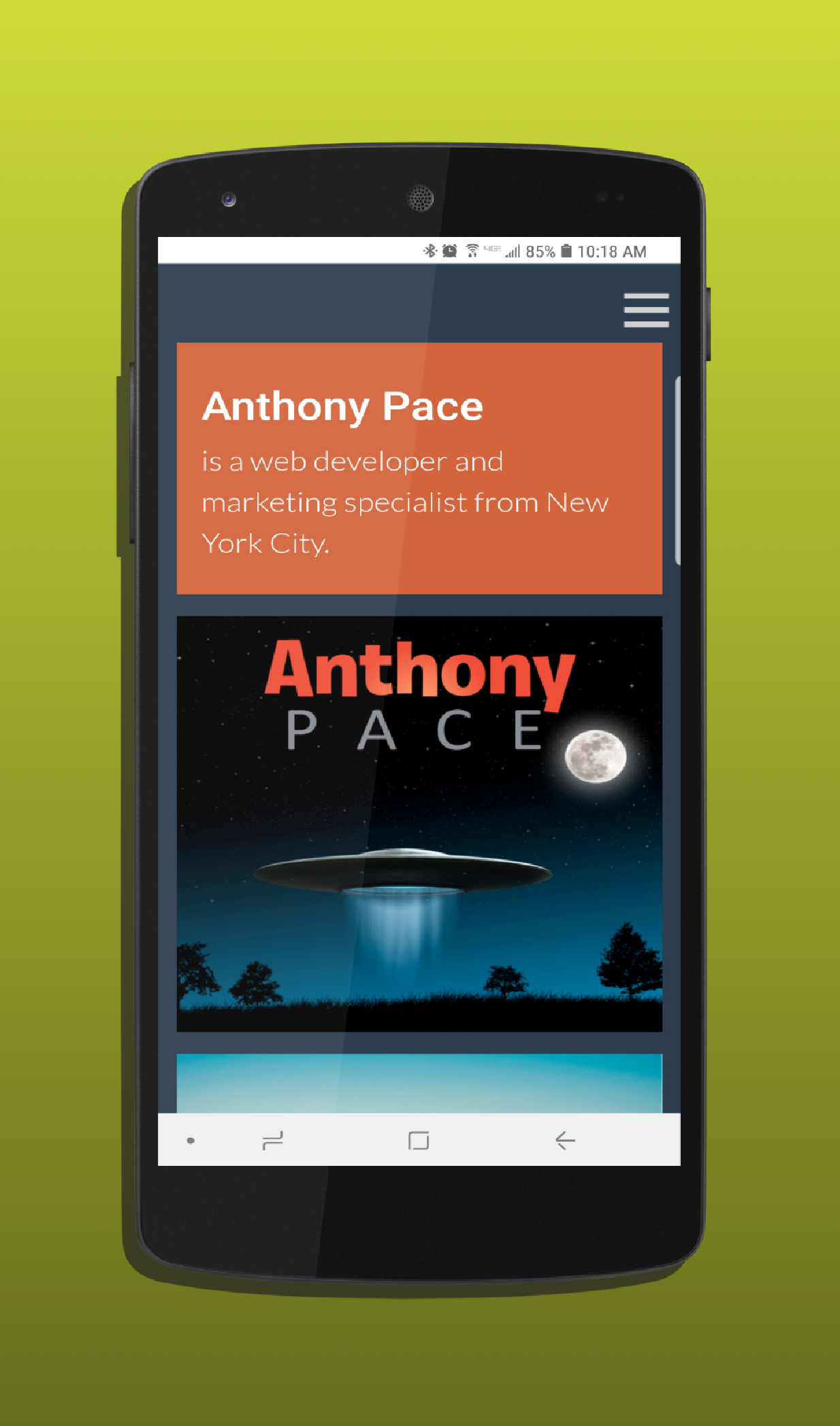 AntPace.com mobile device view