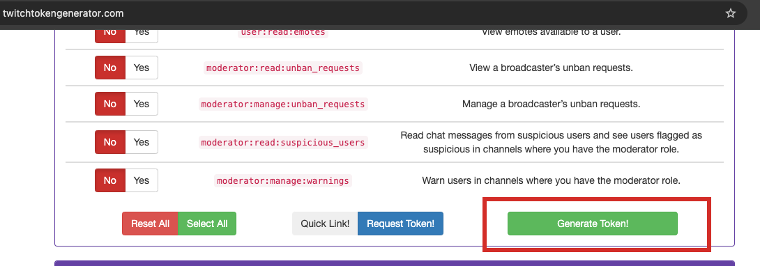 Generate Token screenshot