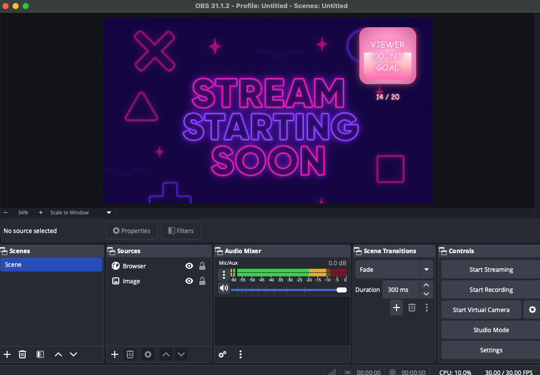 Screenshot of widget running in OBS on stream
